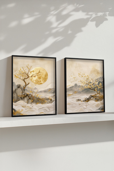 STARYUNA Σετ μαύρο ξύλινο σκελετό boho 2 τραπεζιών Yuna64