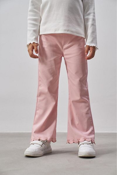 Magu Girls' Cotton Wide Leg Pants with Embroidery Detail