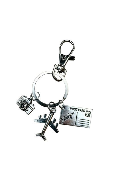 OEM Keychain for travel and photography enthusiasts, pendant - Airplane, Camera, Post Card