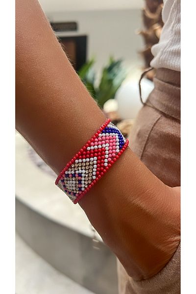 Kutcha Accessories Ethnic Patterned Colorful Beaded Bracelet