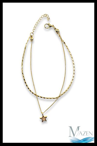 MAZEN Double Row Anklet |   Elegant Design with Star Figure |   Women's Foot Accessory