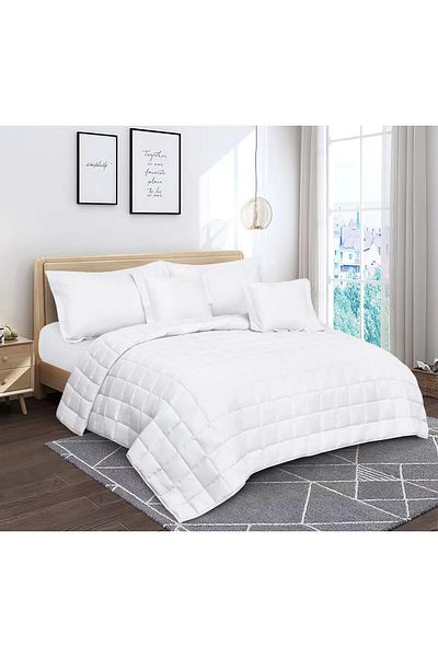 SHEDEA Summer Plain Microfiber Double Bedspread 6 Pieces Quilt Size 250x230 cm