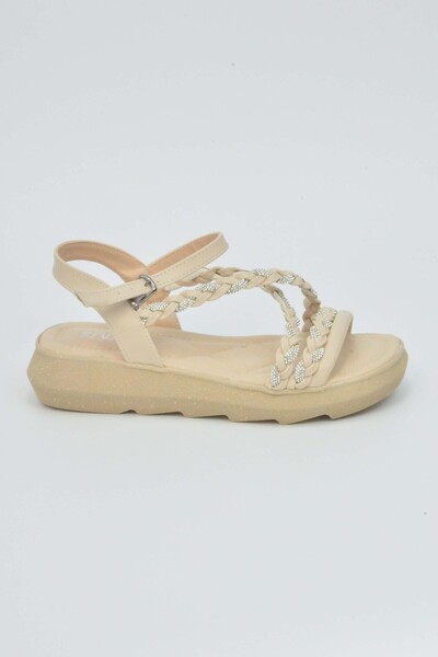 Beyazıt Stoned Braided Strap Buckle Sandals 120