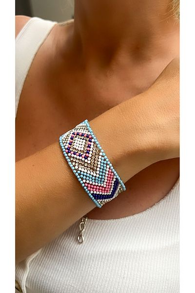 Kutcha Accessories Ethnic Patterned Colorful Beaded Bracelet