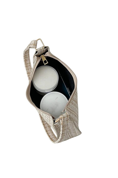 OEM Baguette bag, textured check pattern - White