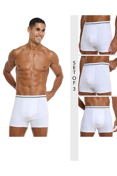 R&B White PO3 MENS LONG BOXER-S-XXL