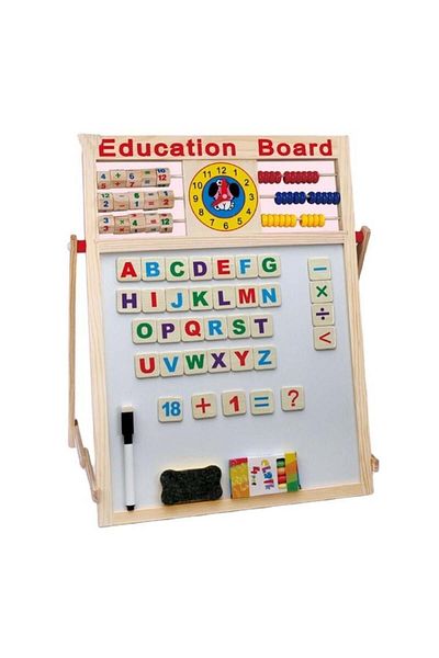 divendi-ro Tablă magnetică educativă, multifuncțională 5 în 1, două fețe, ceas mecanic, cronometru cu numărătoare inversă