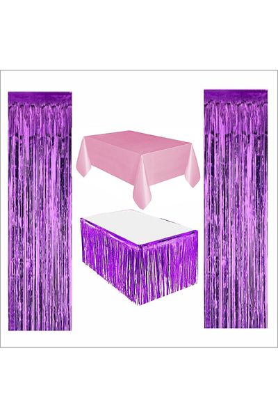 ZENVİVA Pink Tablecloth, Purple Table Skirt, 2 Pcs Purple Backdrops