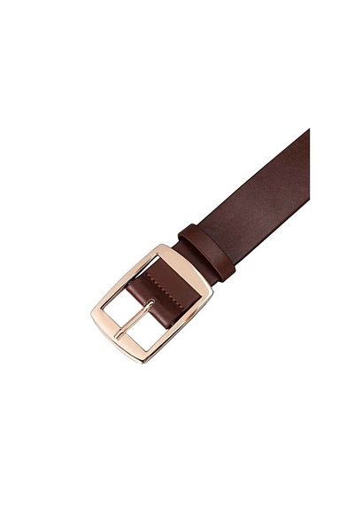 OEM Men's Belt, Black, Pu Leather, Casual, With Galvanized Buckle, Brown - 100 C