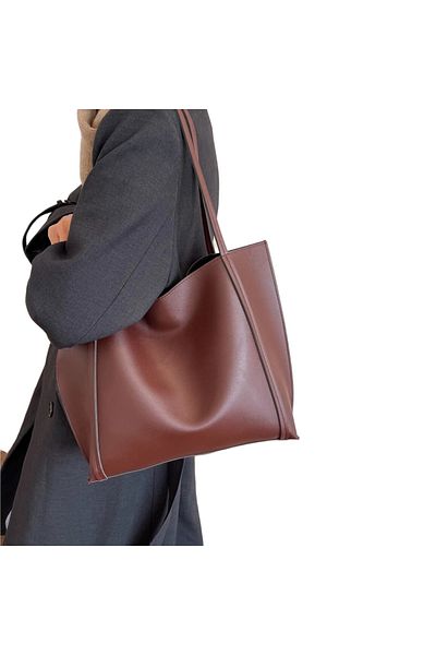 OEM Shoulder Tote Bag with Simple and Minimalist Design, Large Capacity - Brown