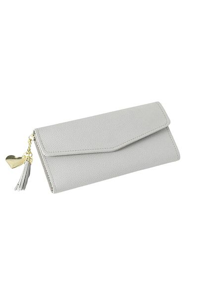 OEM Long Leather Wallet for Women, Gray