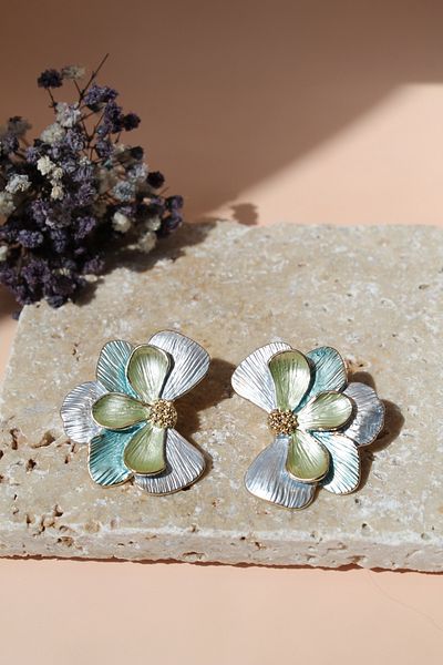 Luvix Design Colorful Big Flower Form Bijoux Earrings
