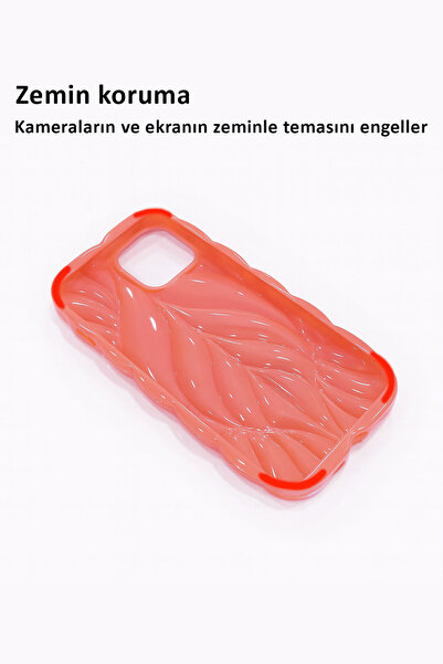 CEPSTOK İphone 13/14 Kılıf Yaprak Desenli Hologramlı Parlak Darbe Önleyici Silikon Kapak