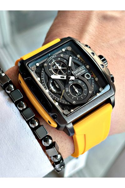 Ferrucci Original Design Watch with Functional Silicone Cord Men's Wristwatch Bracelet Gift