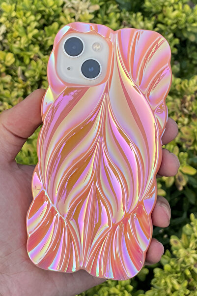 CEPSTOK İphone 13/14 Kılıf Yaprak Desenli Hologramlı Parlak Darbe Önleyici Si...