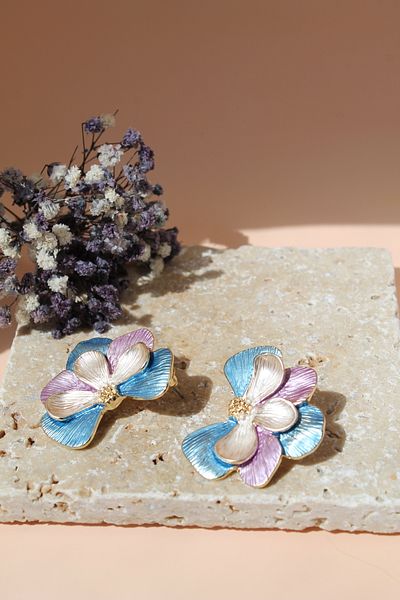 Luvix Design Colorful Big Flower Form Bijoux Earrings