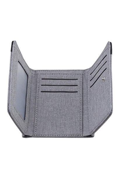 OEM Compact trifold canvas wallet, contrast design, Grey