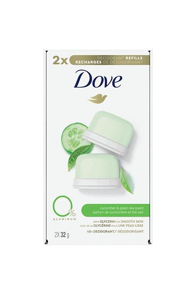 Dove Dove 0% Aluminum Deodorant for 48-hour odor protection, Cucumber & Green Tea