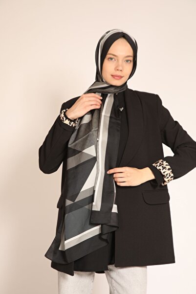 BERCHEM SCARF Kel Double Sided Soft Tone Geometric Pattern Silk Shawl