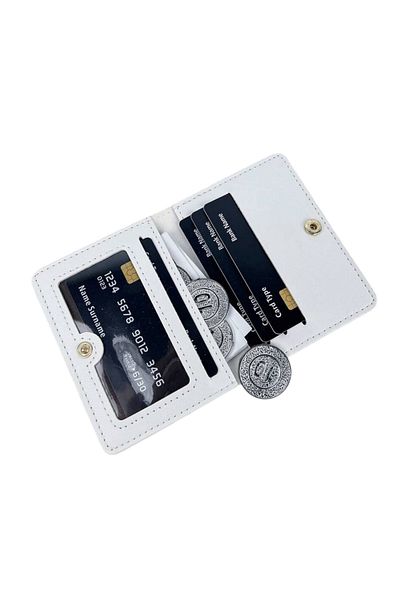 OEM Compact mini wallet made of PU leather, slim and portable, modern and elegant design - White