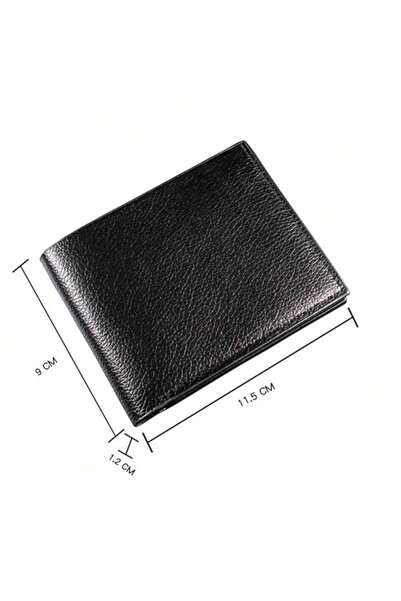 OEM Simple minimalist and compact bifold wallet for men, PU leather, Black