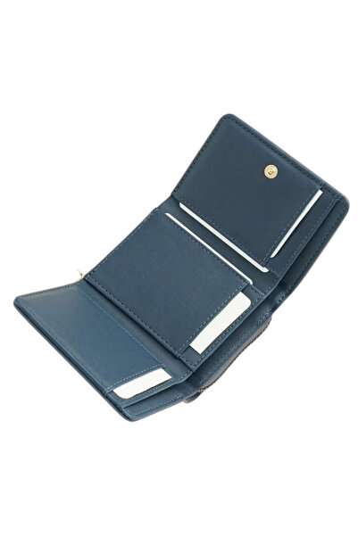 OEM Portofel mic minimalist cu fermoar, pliabil in trei, usor si compact, Dusty Blue