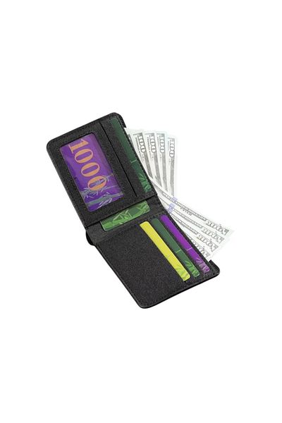OEM Bifold canvas wallet, colorblock design, black