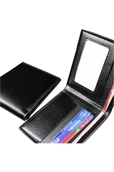 OEM Simple minimalist and compact bifold wallet for men, PU leather, Black