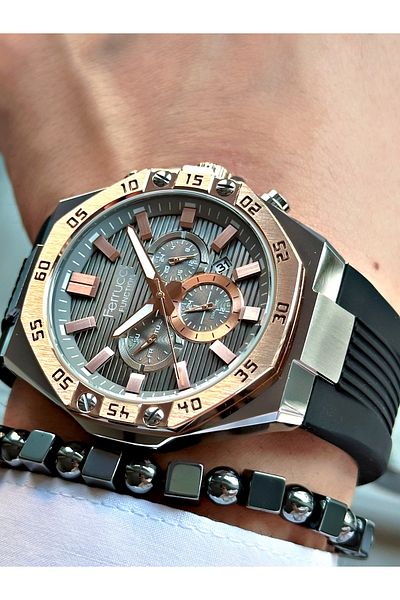 Ferrucci Original Design Watch with Functional Silicone Cord Men's Wristwatch Bracelet Gift