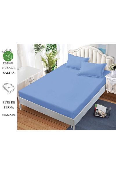 FIONNA.RO Elasticated Duvet Cover and Pillowcases in Finet UNI 180x200cm - Blue Ciel