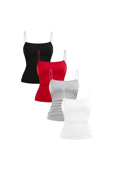 OEM Set of 4 Women's Tank Tops, Slim Fit, Thin Strap, Casual, Multicolor - L