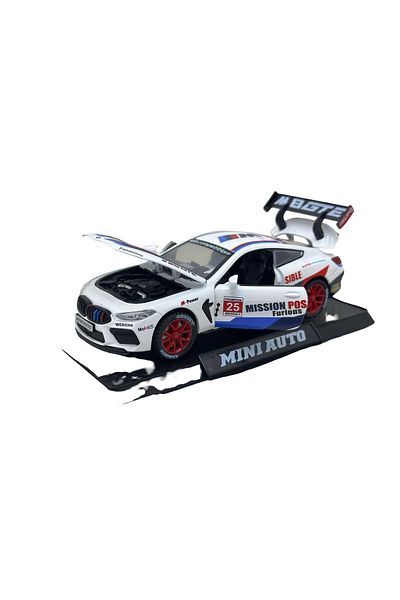 JPT BMW M8 GTE Racing model 1:32 white metal replica lights and sounds, MiniAuto