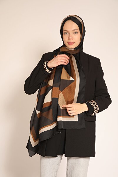 BERCHEM SCARF Akel Double Sided Soft Tone Geometric Pattern Silk Shawl