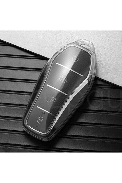 Alazpay Husă transparentă pentru chei din TPU pentru chei BYD Atto 3 Seal U (alb negru 1 bucată)