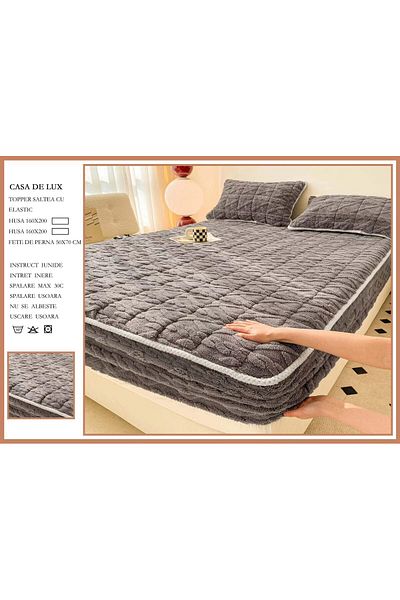 FIONNA.RO Thick Bed Cover Type Topper 160x200cm - Ash Grey