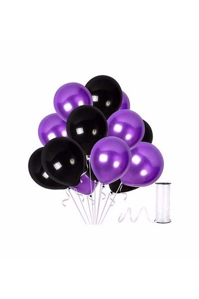 ZENVİVA 25 Black, 25 Purple Balloons
