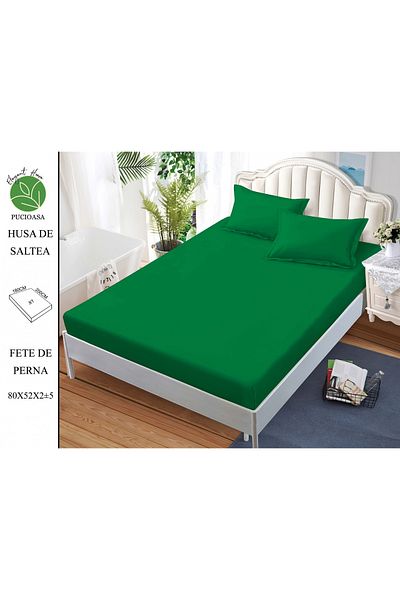 FIONNA.RO Elasticated Duvet Cover and Pillowcases in Finet UNI 180x200cm - Green