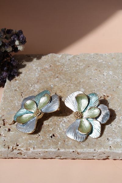 Luvix Design Colorful Big Flower Form Bijoux Earrings