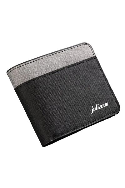 OEM Bifold canvas wallet, colorblock design, black
