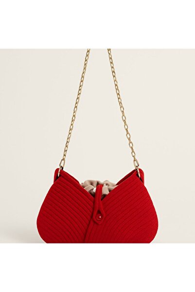 Timeless حقيبة كروس محبوكة يدوياً - لون مزدوج - رباط بسلسلة