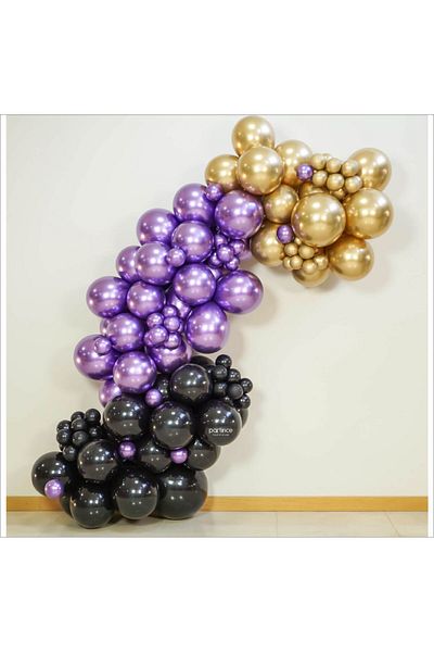 ZENVİVA 10 Metallic Gold, 10 Metallic Purple, 10 Metallic Black Balloons