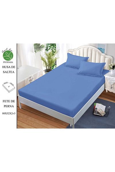 FIONNA.RO Elasticated Duvet Cover and Pillowcases in Finet UNI 180x200cm - Blue