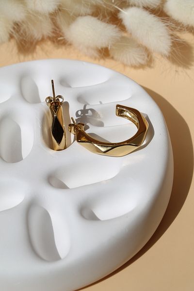 Luvix Design Geometric Form Gold Color Steel Hoop Earrings