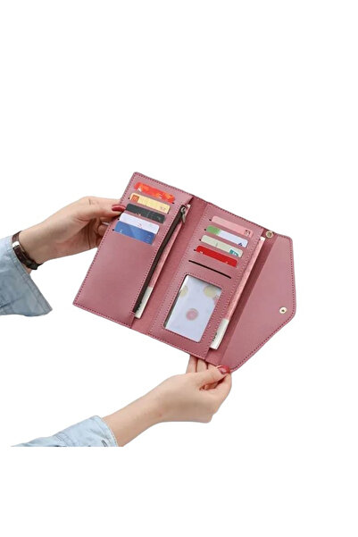 OEM Long Leather Wallet for Women, Pink