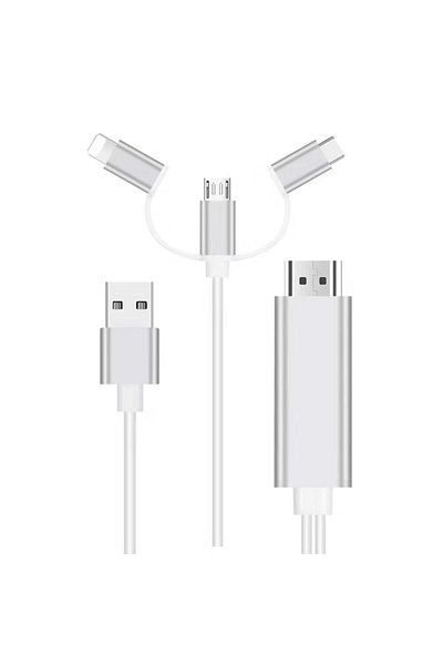 divendi-ro 3in1 Adapter, HDMI to Lightning/MicroUSB/USB-C, 4K Playback, Cable Length 2m