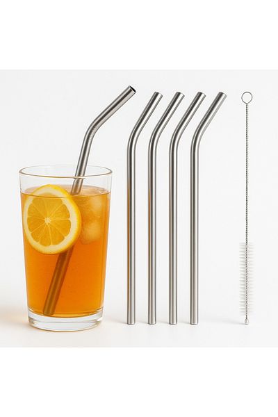 obrigado Stainless Steel Straws 4Pcs Cold Drink Beverage Straws Birthday Special Day Organization Presentation