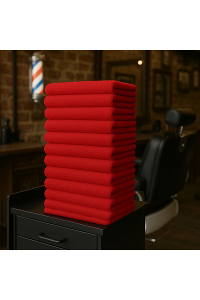 KAYABEY HOME 12'li Profesyonel Berber & Kuaför Havlu Seti – 50x90 cm %100 Pamuk