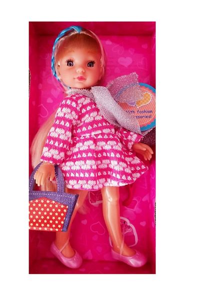 MalPlay Păpușă Baby Reina cu rochie roz și albă, 3 ani+, 24 cm