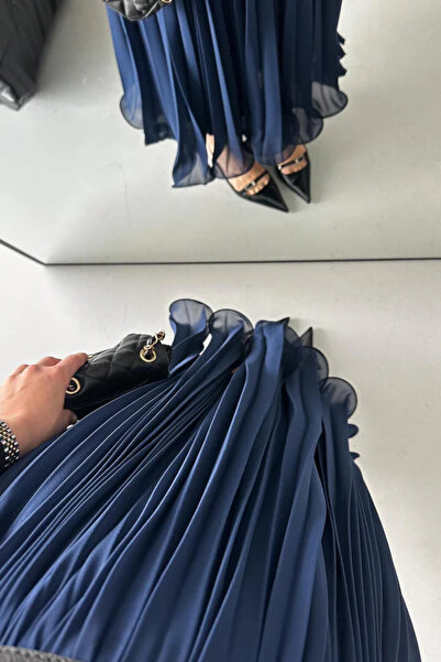 MissPul Μακριά πλισέ φούστα από σιφόν με επένδυση βολάν