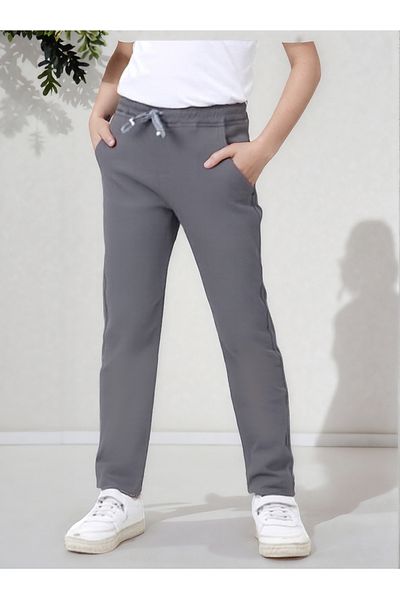 Joui Co Children's Canvas Cotton School Pants with Elastic Waist